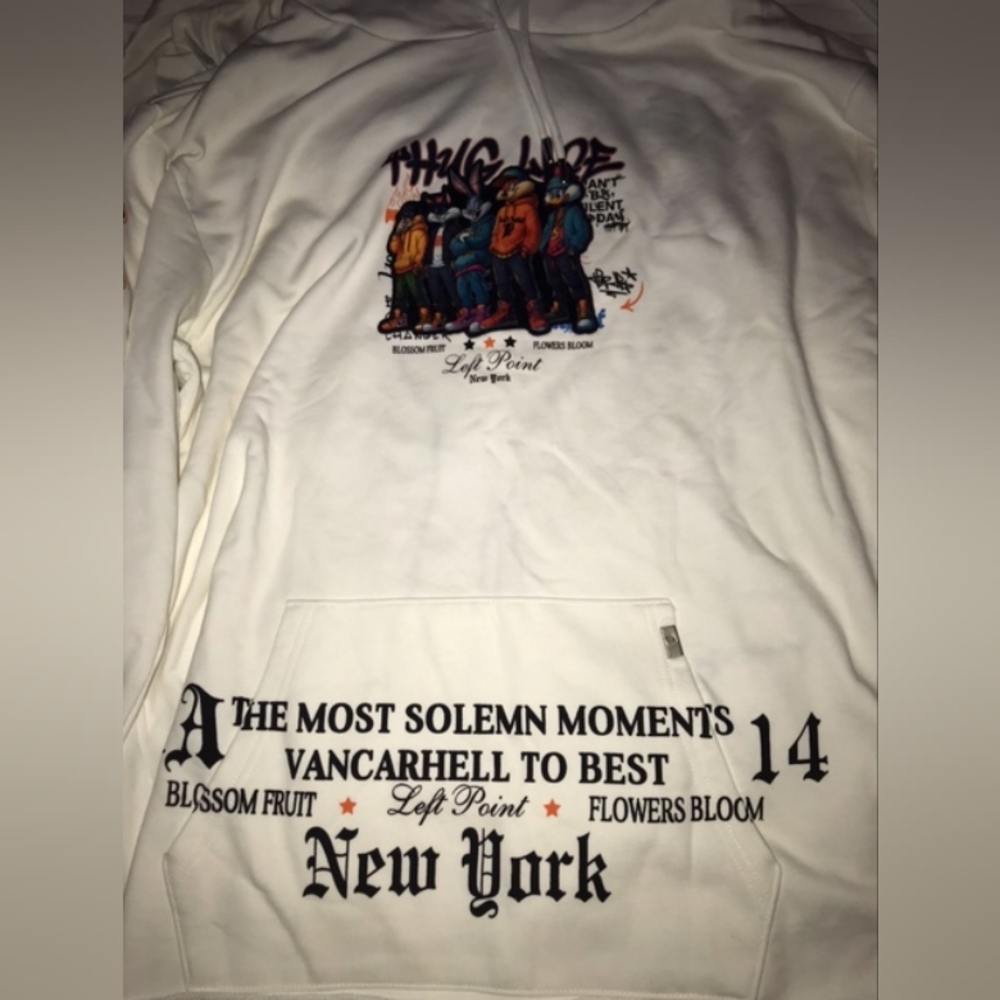 Left Point White 3XL Hoodie Cartoon Characters